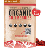 New Nutrient Elements Premium Organic, Raw & Dried Goji Berries 1/2 Lb. Usda Certified Natural Superfood. Extra Large, Non-Gmo Berries With Resealable Bag. Includes Free Recipes E-Book