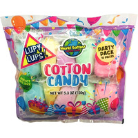Lupy Lups! Cotton Candy Party Pack - 0.5 Oz Each, Individually Wrapped - Perfect For Stockings, Treats, Party Favors, Buffet Tables, And Piatas