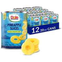 Dole Canned Fruit, Pineapple Slices In 100% Pineapple Juice, Gluten Free, Pantry Staples, 20 Oz, 12 Count, Packaging May Vary