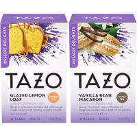 Tazo Dessert Inspired Flavored Tea 2 Flavor Variety Bundle, (1) Each: Glazed Lemon Loaf And Vanilla Bean Macaron (15 Count)