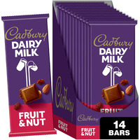 Cadbury Dairy Milk Fruit & Nut Milk Chocolate Candy Bars, 3.5 Oz (14 Count)