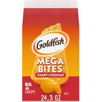 Goldfish Mega Bites, Sharp Cheddar Crackers, 24.3 Oz Carton