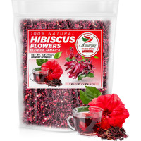 Hibiscus Flowers 1Lb (16Oz) - All Natural, Triple Cleaned - Whole Soft Flowers And Petals - Flor De Jamaica. Great For Hot Or Iced Tea And Agua Fresca. By Amazing Chiles And Spices