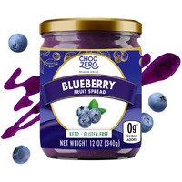 Choczero Keto Blueberry Fruit Spread, No Added Sugar, Low Carb, All Natural Fruit Jam, Sweetened With Monk Fruit (1 Jar, 12 Oz)