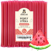The Honey Jar Watermelon Flavored Honey Sticks - Pure Honey Straws For Tea, Coffee, Or A Healthy Treat - One Teaspoon Of Flavored Honey Per Stick - Made In The Usa With Real Honey - (100 Count)