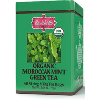 Brew La La Organic Green Tea - Moroccan Mint Flavor - 50 Double Chambered Tea Bags - Low Caffeine Gourmet Tea - Certified Organic