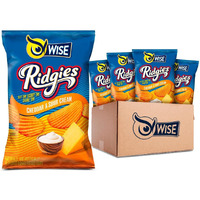 Wise Snacks Ridgies Cheddar And Sour Cream Potato Chips Bulk Snack For Fun And Tasty Snacking 0.75 Ounce 40 Count, Gluten Free, 0G Trans Fat, No Preservatives