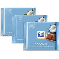 Ritter Sport Kokos / Coconut (3 Bars Each 100G) - Fresh From Germany