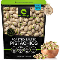 Nut Cravings - Freshly Roasted & Salted California Pistachios (48Oz - 3 Lb) Packed Fresh In Resealable Bag - Nut Snack - Healthy Protein Food, All Natural, Keto Friendly, Vegan, Kosher