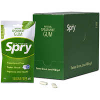 Spry On The Go Gum, Fresh Natural Xylitol Chewing Gum Dental Defense System Aspartame-Free Sugar Free Gum (Spearmint, 55 Count - Pack Of 12)