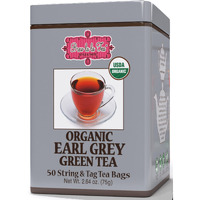 Brew La La Organic Earl Grey Green Tea - 50 Tea Bag Tin - Low Caffeine Gourmet Tea - Usda Certified Organic
