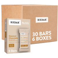 Rxbar Protein Bars, 12G Protein, Gluten Free Snacks, Coconut Chocolate (6 Boxes, 30 Bars)