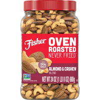 Fisher Oven Roasted Never Fried Almond & Cashew Blend, 24 Ounces (Pack Of 1), Snacks For Adults, Made With Sea Salt, No Added Oil, Artificial Ingredients Or Preservatives, Trail Mix, Gluten Free