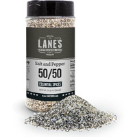 Lane's 50/50 Salt And Pepper Seasoning, All-Natural Salt & Pepper Spice, 16 Mesh Coarse Black Pepper Seasoning Salt, Gluten-Free, Made In Usa, 12 Oz