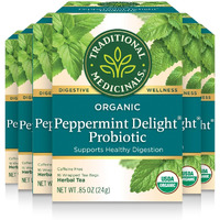 Traditional Medicinals Tea, Organic Peppermint Delight Probiotic, Supports Healthy Digestion, 96 Tea Bags (6 Pack)