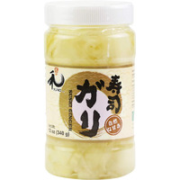 Yuho Pickled Sushi Ginger, Japanese White Gari Sushi Ginger Fat Free, Sugar Free, Kosher, Brc, No Msg, Low Cal 12 Oz