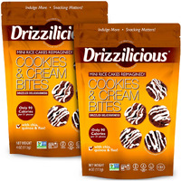 Drizzilicious Mini Rice Cakes Cookies & Cream - Rice Crisps, Healthy Snack For Adults And Kids, Flavored Rice Cakes, Vegan, Gluten Free, Allergen Free, Only 90 Calories Per Serving - 4 Oz (Pack Of 2)