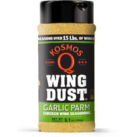 Kosmos Q Garlic Parmesan Wing Dust - 5 Oz Bag For Wings, Popcorn & More - Dry Bbq Rub With Real Garlic & Parmesan Cheese For Savory & Smoky Flavor (Garlic Parmesan)