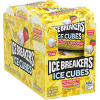 Ice Breakers Ice Cubes Strawberry Lemonade Sugar Free Chewing Gum Bottles, 3.24 Oz (6 Count, 40 Pieces)