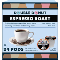 Double Donut Coffee Espresso Roast Blend In Recyclable Single Serve Espresso Pods For The Keurig K Cup Machine, 24 Count