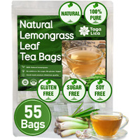 Tagalica, Premium 55 Lemongrass Tea Bags, 100% Natural & Pure Lemongrass Leaves, Eco-Conscious Tea Bags, Lemongrass Herbal Tea. Lemongrass Leaf Tea. No Sugar, No Caffeine, No Gluten, Vegan.