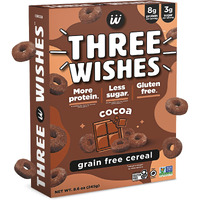 Plant-Based And Vegan Breakfast Cereal By Three Wishes - Cocoa, 1 Pack - More Protein And Less Sugar Snack - Gluten-Free, Grain-Free - Non-Gmo