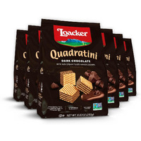 Loacker Quadratini Dark Chocolate Wafer Cookies Large - Premium Crispy Bite Size Wafers - 30% Less Sugar - Non-Gmo - Large Pack Of 6