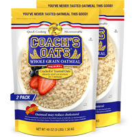 Coach's Oats Whole Grain Oatmeal 3 Lbs (48 Oz) Pack Of 2 | Cracked N Toasted Oats | Quick-Cooking, Steel Cut Texture | Heart-Healthy, Delicious Breakfast | Microwavable, Stovetop, Overnight Oatmeal, Ready In 3 To 5 Minutes | Enjoy The Perfect Start To Your Day