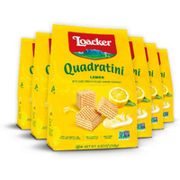 Loacker Quadratini Lemon Wafer Cookies Large - Premium Crispy Bite Size Wafers - 30% Less Sugar - Non-Gmo - Large Pack Of 6