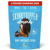 Skinnydipped Dark Chocolate Cocoa Almonds, Healthy Snack, Plant Protein, Gluten Free, 1Lb Resealable Bag, Pack Of 1