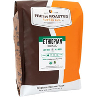 Fresh Roasted Coffee, Fair Trade Organic Ethiopian Sidamo, 5 Lb (80 Oz), Light Roast, Kosher, Whole Bean