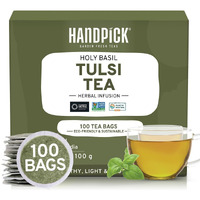 Handpick, Holy Basil Tea Bags (100 Count) Caffeine Free, Non-Gmo Tulsi Leaves- Tulsi Tea | Round Herbal Tea Bags/Tulsi Tea Bags