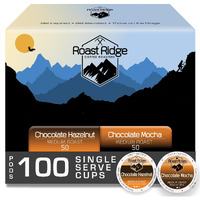 Roast Ridge Single Serve Coffee Pods For Keurig K-Cup Brewers, Variety Pack, Medium Roast, 100 Count (50 Chocolate Mocha, 50 Chocolate Hazelnut)
