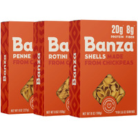 Banza Banza Chickpea Pasta, Variety Pack (1 Penne/1 Rotini/1 Shells) - Gluten Free Healthy Pasta, High Protein, Lower Carb And Non-Gmo, 8 Ounce (Pack Of 3)