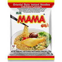 Mama Noodles Chicken Instant Spicy Noodles With Delicious Thai Flavors, Hot And Spicy Noodles With Chicken Soup Base, No Trans Fat With Fewer Calories Than Deep Fried Noodles (Chicken Flavor, 30 Pack)