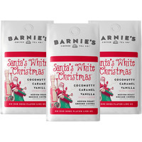 Barnie's Santa's White Christmas Ground Coffee With Coconut, Caramel, And Warm Vanilla Flavors, Medium Roasted Arabica Coffee Beans, 12 Oz Bag (Pack Of 3)