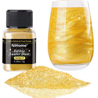 Nihome Edible Food-Grade Glimmer Powder Glitter Luster Dust Metallic Food Decorating Sprinkle Glimmery Dust For Drink Wine Beverage Cake Candy Dessert Bakery Restaurant Vegan (0.18Oz/5G, Sunlit)