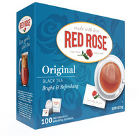 Red Rose Original Full Flavored Black Tea Specially Blended Strong Black Tea With 100 Tea Bags, Contains Caffeine Brew Hot/Cold Original Black Tea