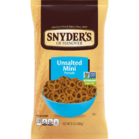 Snyder's Of Hanover Mini Pretzels, Unsalted Pretzels, 12 Ounce Bag (Pack Of 12)