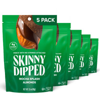 Skinnydipped Mocha Splash Almonds, Healthy Snack, Plant Protein, Gluten Free, 3.5 Oz Resealable Bags, Pack Of 5