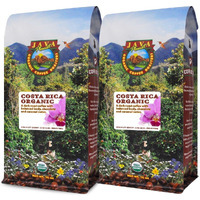 Java Planet Organic, Costa Rica Single Origin Dark Roast, Smooth Full Flavored Organic Coffee Beans, Low Acid, Whole Bean Coffee Two 1Lb Bags