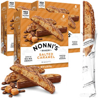 Nonni's Salted Caramel Biscotti Italian Cookies - 3 Boxes - Biscotti Individually Wrapped Cookies - Italian Biscotti Cookies W/Rich Milk Chocolate & Sea Salt - Kosher - 6.72 Oz