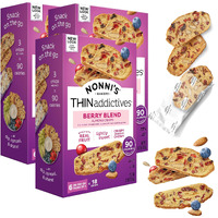 Nonni's Thinaddictives Almond Thin Cookies - 3 Boxes Berry Blend Almond Cookies - Almond Cookie Thins W/Cranberries Blueberries Goldenberries Raisins Sunflower Seeds - Kosher - 4.4 Oz
