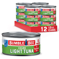 Bumble Bee Chunk Light Tuna In Oil, 12 Oz Can (Pack Of 12) - Wild Caught Skipjack Tuna - 17G Protein Per Serving - Msc Certified Sustainable Seafood, Non-Gmo, Gluten Free, Kosher