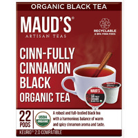 Maud's Cinnamon Organic Black Tea Pods, 22Ct | Cinn-Fully Cinnamon Tea | Hot Cinnamon Spice Tea | Solar Energy Produced Recyclable Single Serve Tea Pods Compatible With Keurig K-Cup Brewers