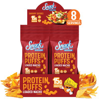 Snack House High Protein Puffs - Low Carb Snacks, 15G Of Protein, Healthy Gluten & Grain Free Snack Food - Low Calorie Guilt Free Keto Diet Friendly | 1G Sugar - Loaded Nacho Flavor - 8 Pack