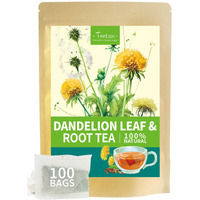 Teelux Dandelion Leaf & Root Tea Bags, Natural Roasted Dandelion Root With Fresh Dandelion Leaf Herbal Tea, Caffeine Free, 100 Count