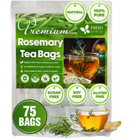 Freshdrinkus, Premium 75 Rosemary Leaf Tea Bags, 100% Natural And Pure Rosemary Dried Leaves, Pure Rosemary Herbal Tea, No Additives, No Caffeine, No Gluten, Vegan.