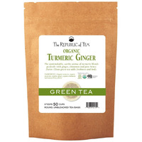 The Republic Of Tea - Organic Turmeric Ginger Green Tea Refill, 50 Tea Bags, Naturally Caffeinated