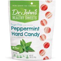 Dr. Johns Sugar Free Candy, Healthy Hard Candy With Zero Sugar, Low Calorie Snacks, Keto Friendly, Vegan, Gluten Free, Peppermint, 24 Count, 3.85 Oz